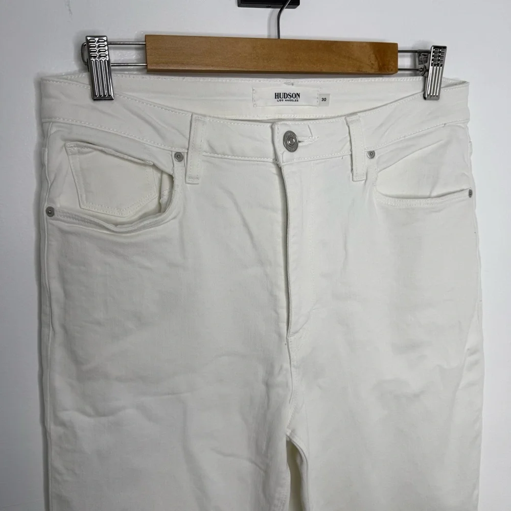 HUDSON Holly High Rise Flare White Denim Jeans *Tall/Long Inseam - Picture 4 of 9